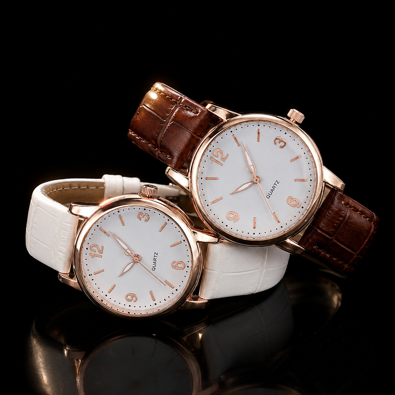Zegarek Two Tone Elegance – Damski Zegarek Kwarcowy ze Skórzanym Paskiem